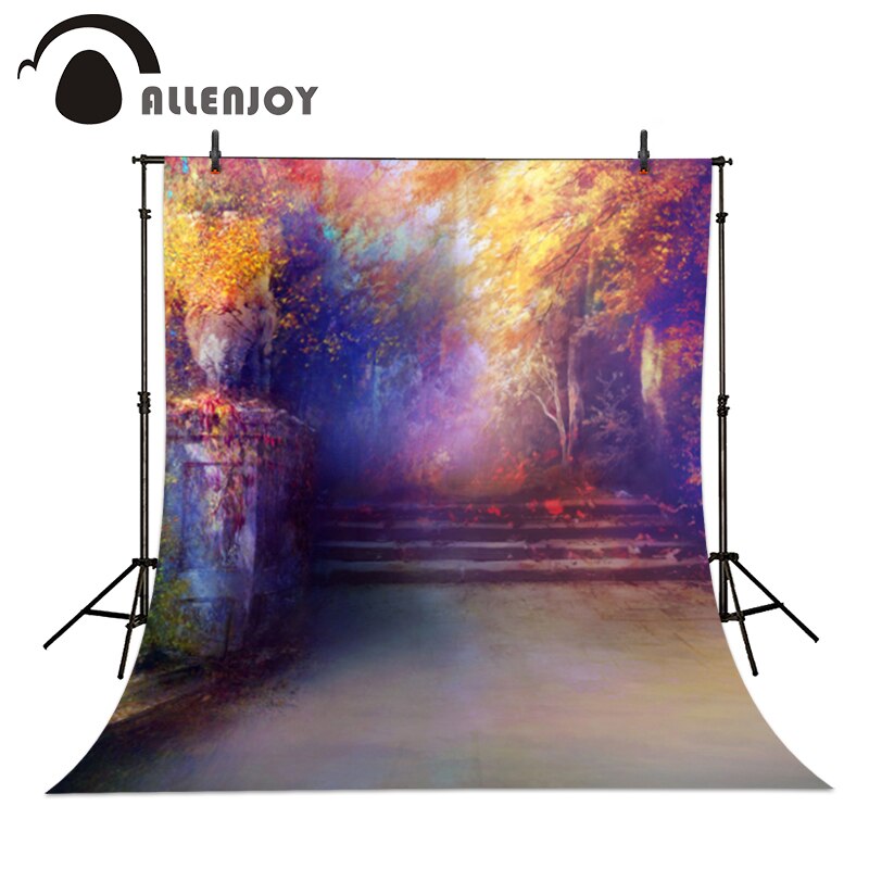 Allenjoy 사진 배경 골드 나뭇잎 아름 다운 동화 나라 사진 스튜디오에 대 한 사진 촬영을위한 다채로운 photophone